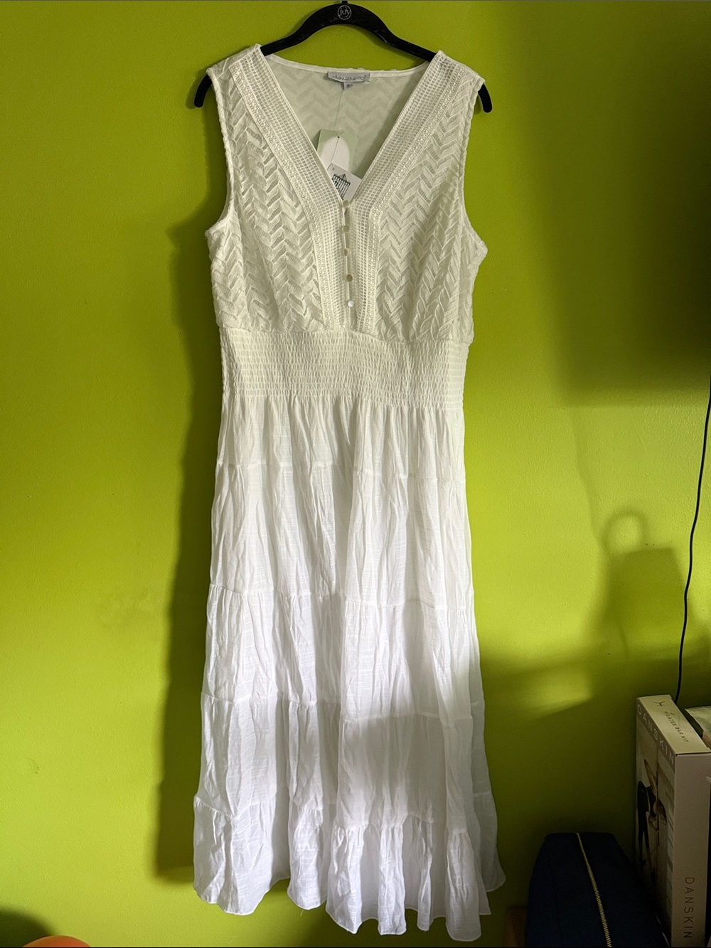 NWT Keren Hart White Sleeveless Boho Maxi Dress Size XL